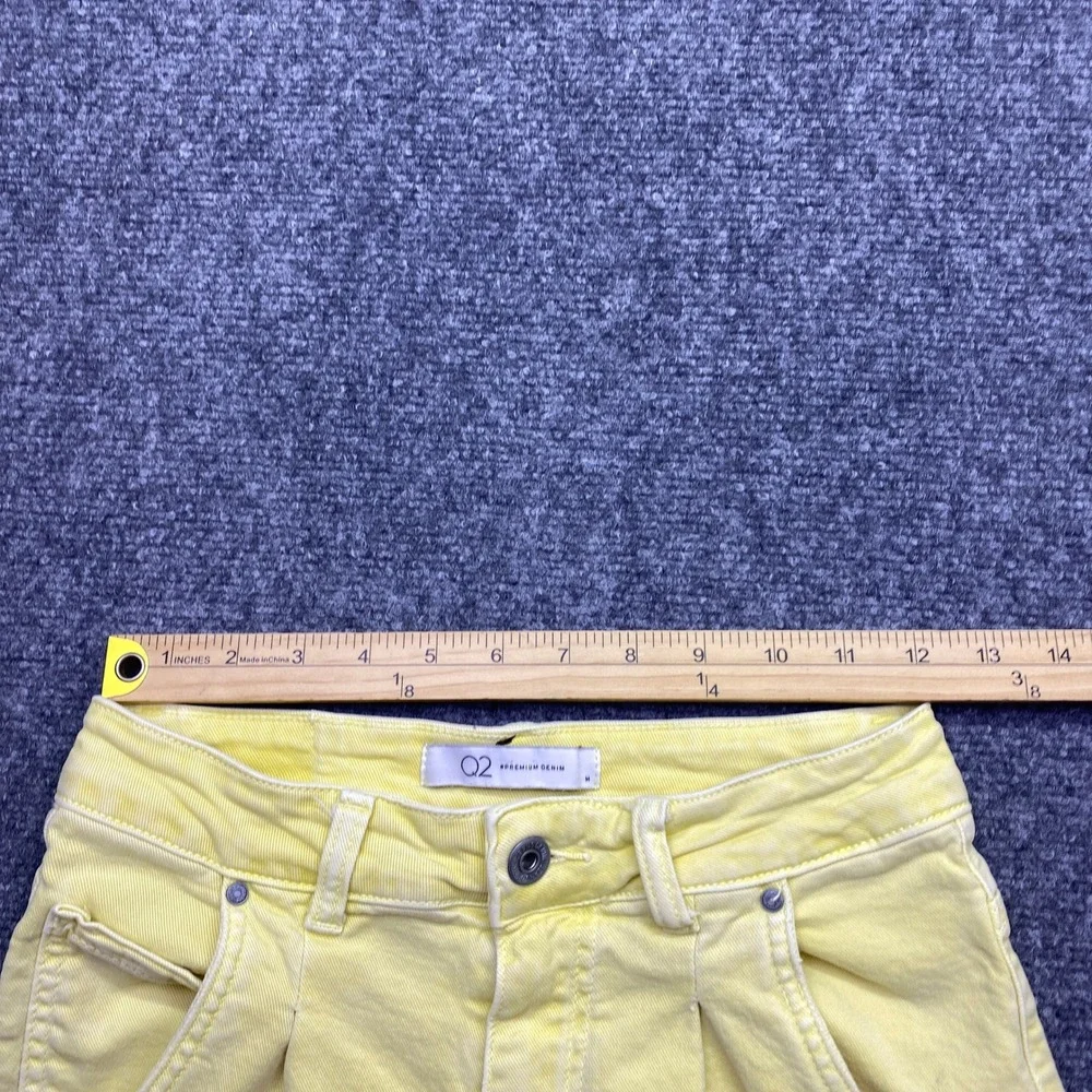 Q2 Premium Denim Womens Yellow High Rise Tapered Jeans Size M Faded